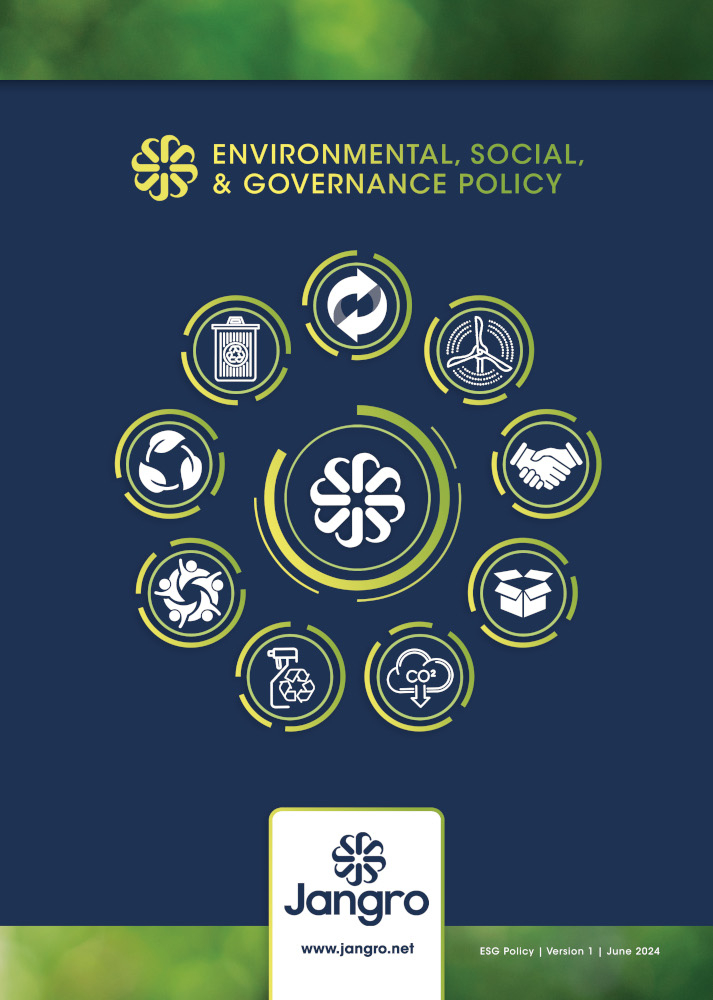 Environmental Social and Governance Policy Booklet Front Cover with Jangro Logo